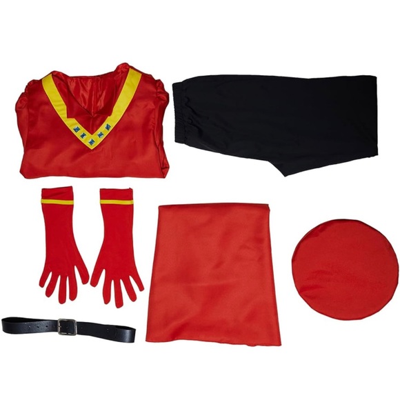 Adult Mens Farquaad Cosplay Costume Outfit Red Cloak Tops Hat Full Set S L - Picture 4 of 10